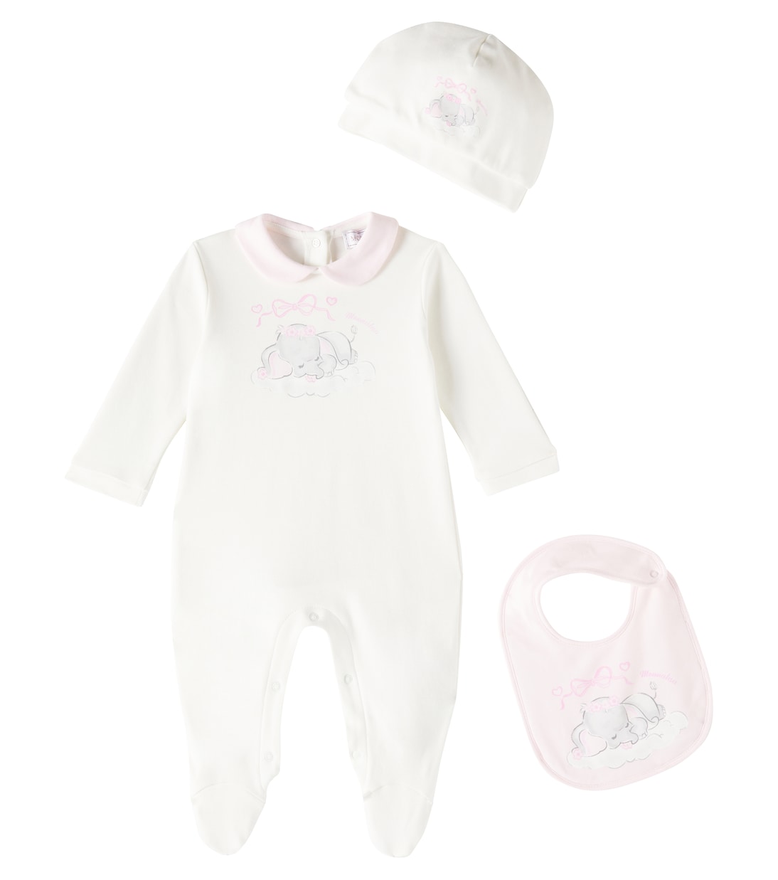 

Детский комплект из хлопка с принтом Monnalisa, Panna+Rosa Antico