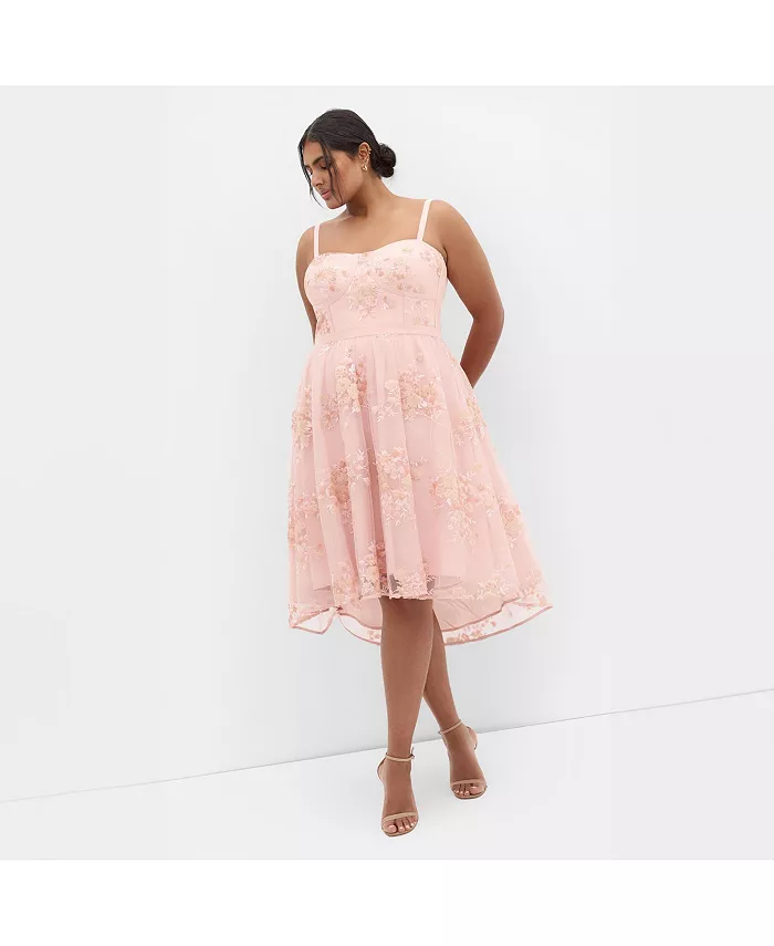 

Платье без бретелей из тюля Plus Size Ambrosia CITY CHIC, розовый