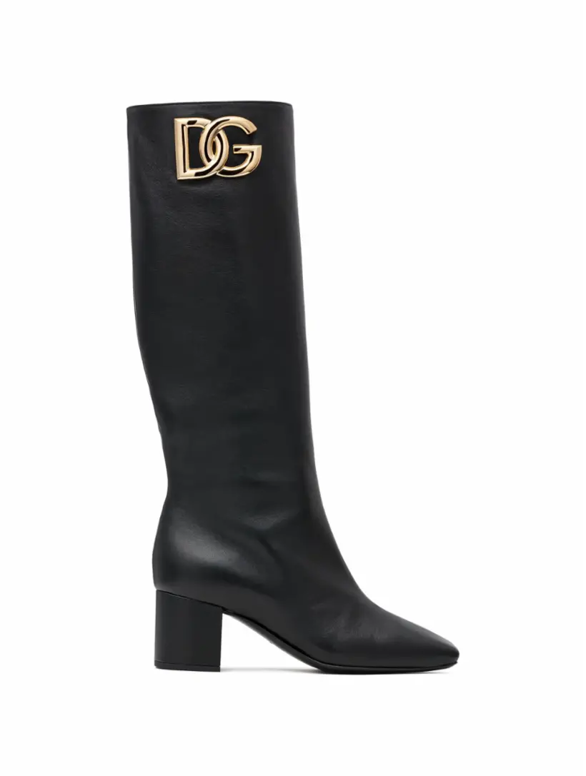 

Кожаные высокие сапоги DG Dolce&Gabbana, черный
