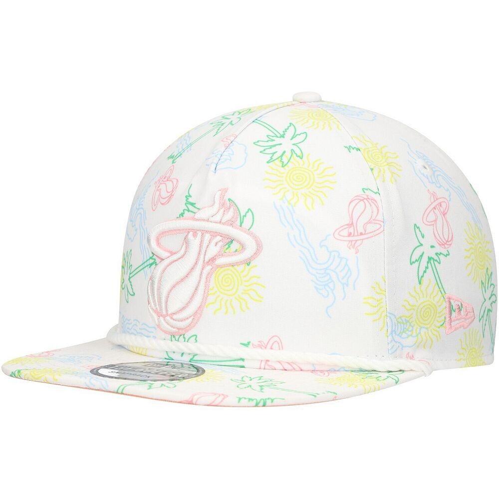 

Мужская регулируемая шляпа New Era White Miami Heat Palm Trees and Waves Golfer, цвет Hea White