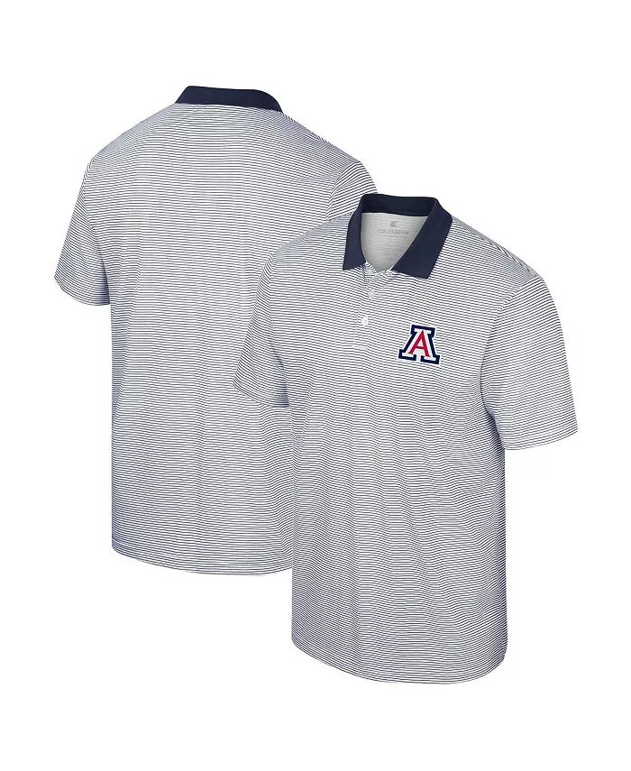 

Мужская белая, темно-синяя рубашка поло с принтом Arizona Wildcats в полоску Colosseum