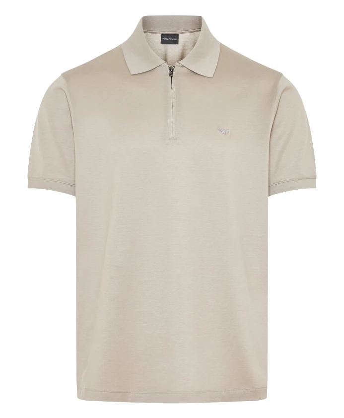 

Рубашка-Поло на молнии из лиоцелла/хлопка Emporio Armani, бежевый