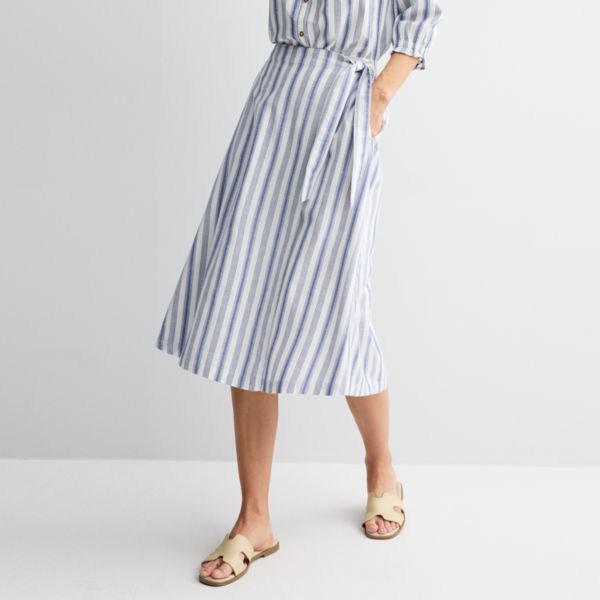 

Женская юбка с запахом и завязкой спереди Croft & Barrow, цвет navy stripe