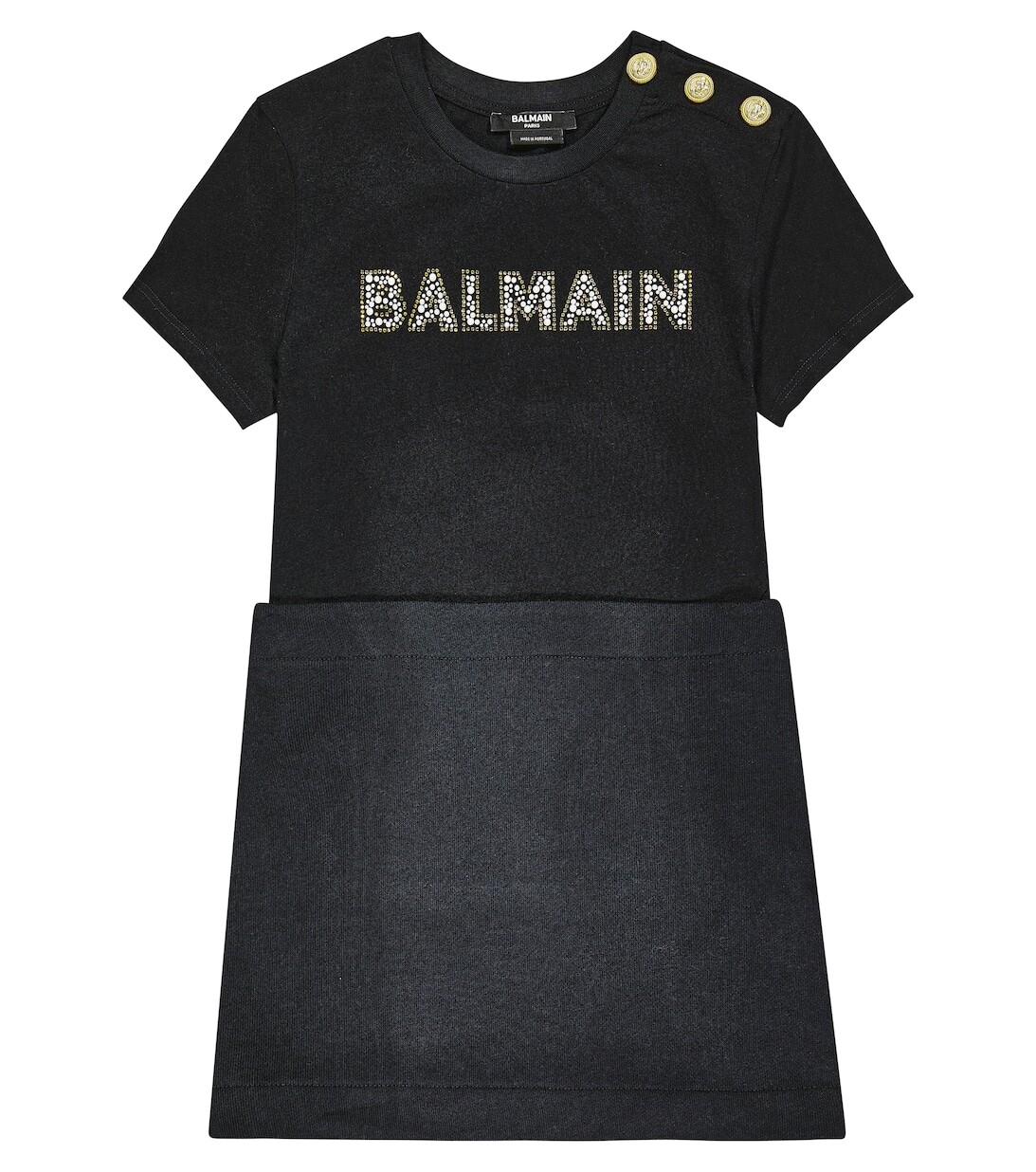 

Платье из хлопкового джерси с логотипом Balmain, черный