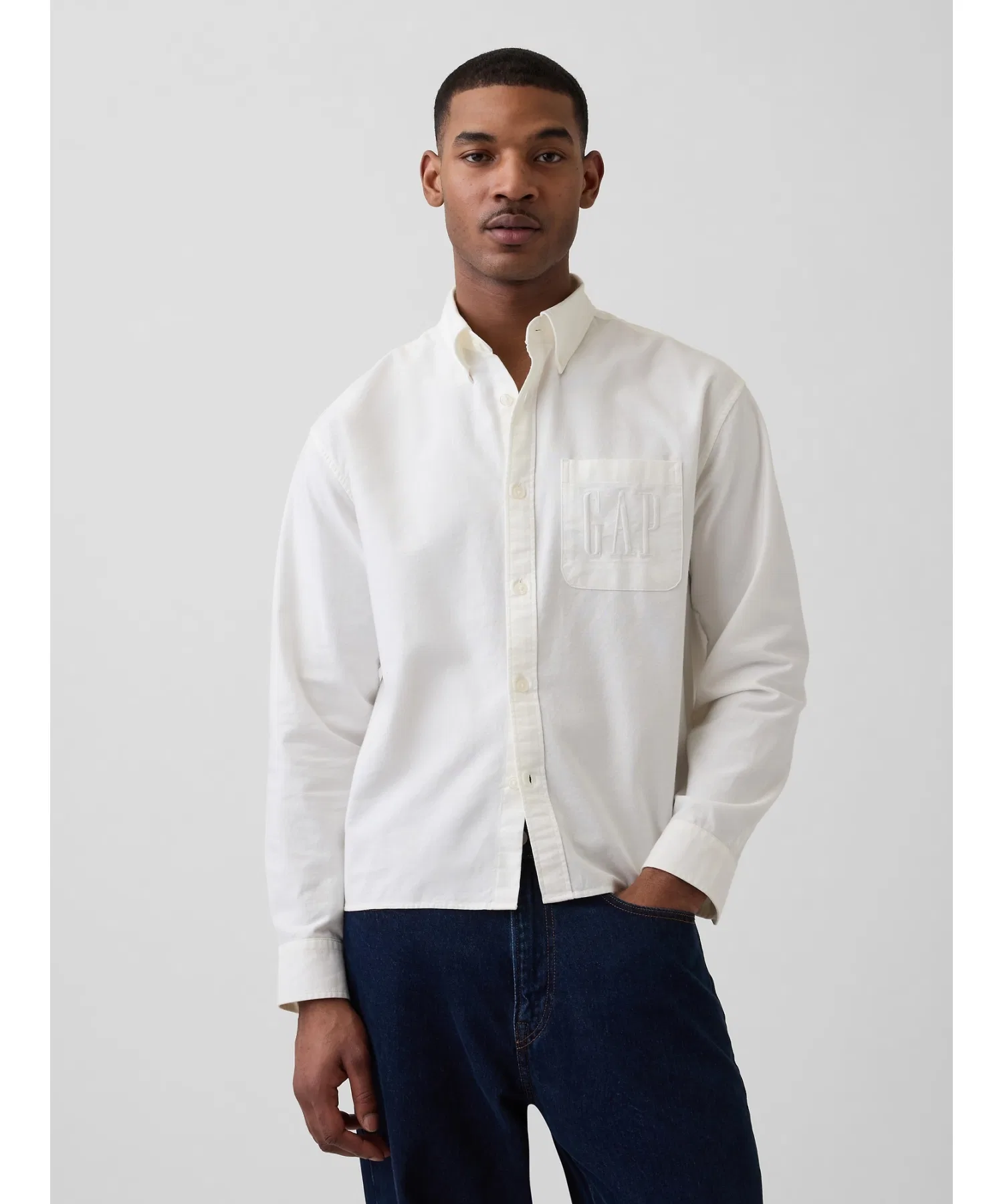Мужская рубашка GAP Oxford, с логотипом, белая