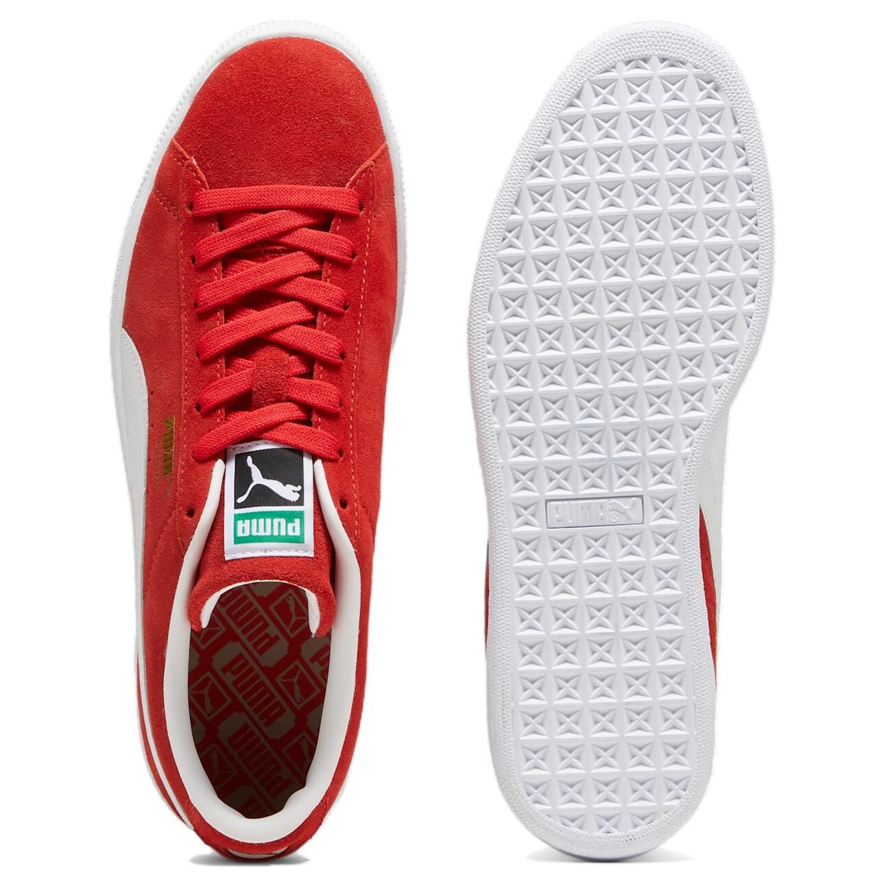 Кроссовки Puma Suede Skateboarding Shoes Men Low-top Red And White, красный — фото 4