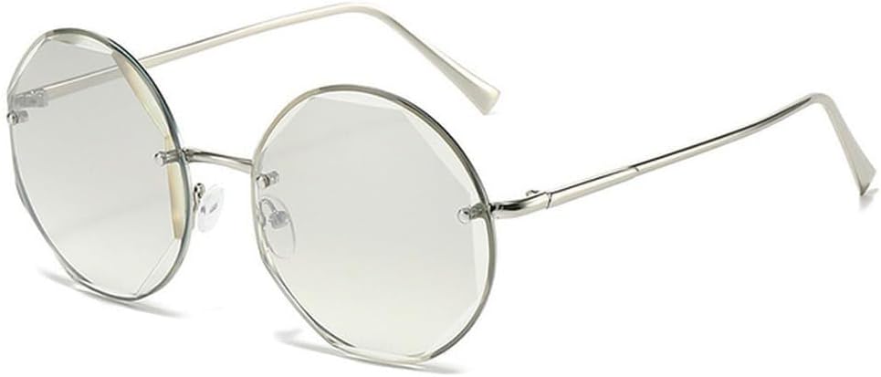 

Круглые солнцезащитные очки без оправы для мужчин и женщин, роскошные солнцезащитные очки в крупной оправе, винтажные женские очки с защитой от УФ-излучения UV400 LXLHWN, Silver-lightsilver