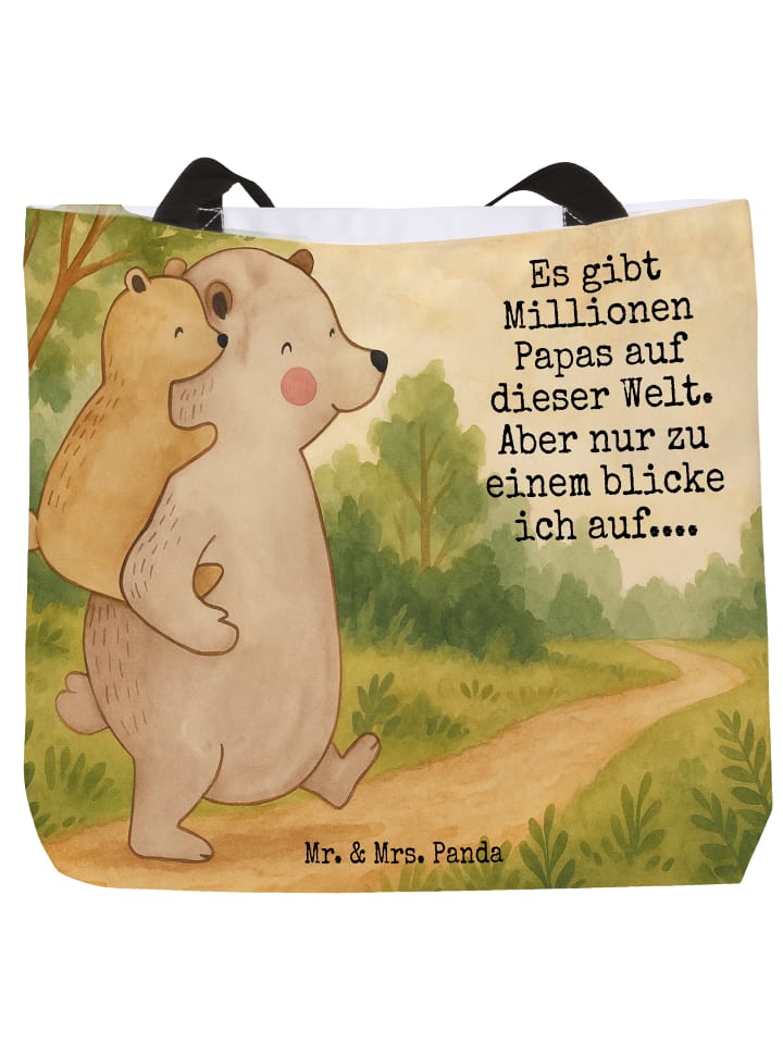 

Mr. & Mrs. Panda Сумка-шоппер с изображением медведя Папы Медведя и надписью, белого цвета