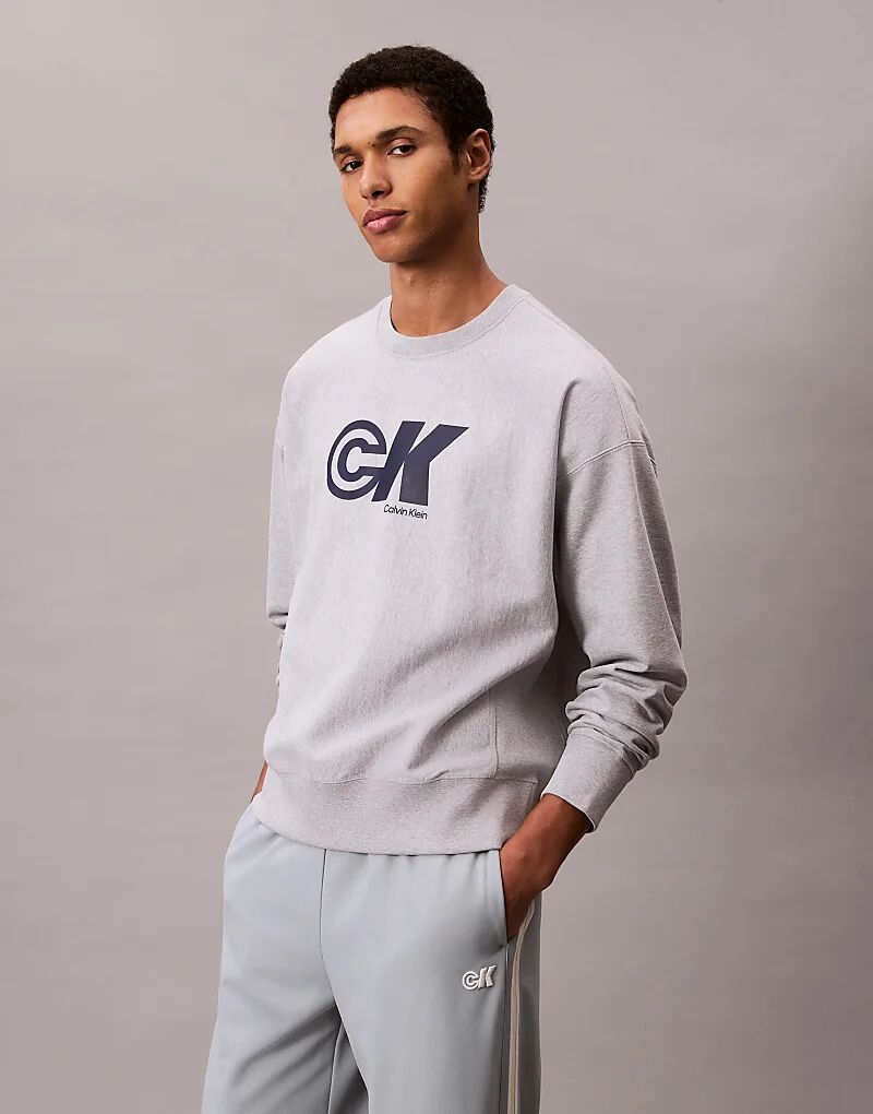 

Спортивная толстовка с графическим принтом Calvin Klein Jeans серого цвета