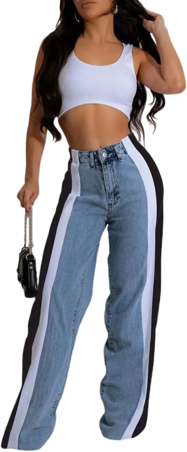 

Женские джинсы с леопардовым принтом и высокой талией Yanyunji