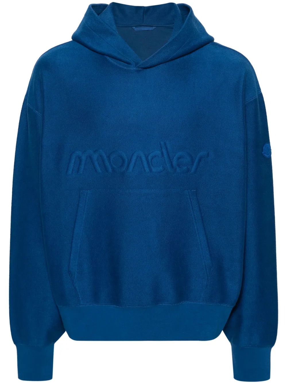 

Махровое худи с вышитым логотипом MONCLER, синий