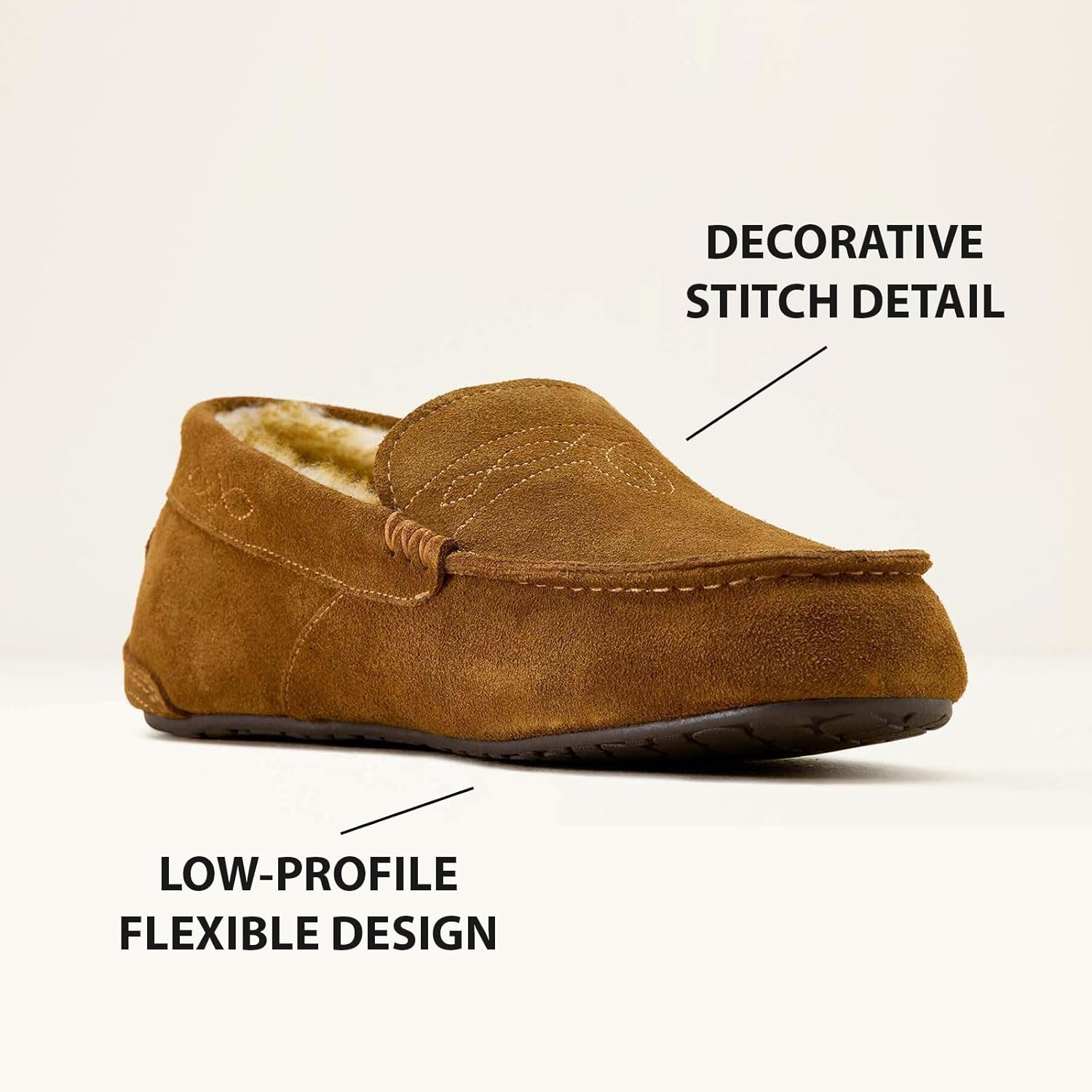 Мужские мокасины ARIAT Clayton - прочные, из натуральной замши, теплые, стильные повседневные обувь для дома и улицы с мягкой подкладкой из плюша, Tan — фото 4