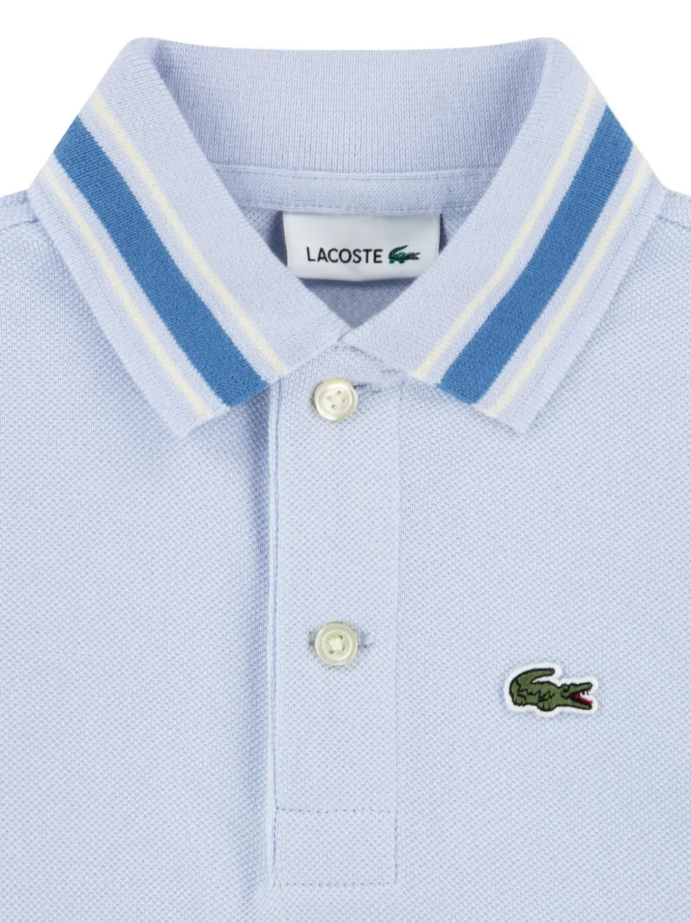 Поло с полосатым воротником Lacoste Kids, синий — фото 3