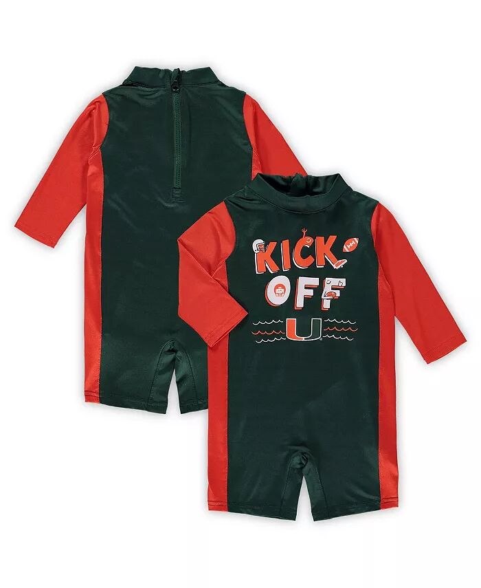 

Гидрокостюм для младенцев унисекс зеленого и оранжевого цвета Miami Hurricanes Wave Runner Outerstuff, зеленый