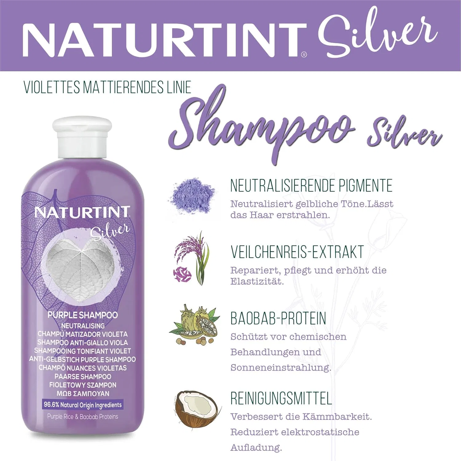 Фиолетовый шампунь «Violet Colour Shampoo» от Naturtint, 330 мл Naturtint — фото 2