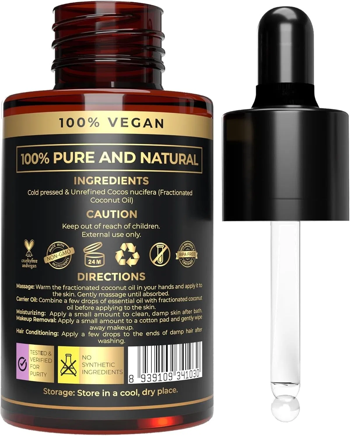 Натуральное фракционированное кокосовое масло The Organic Forest - Vegan . Pure . Natural — фото 2