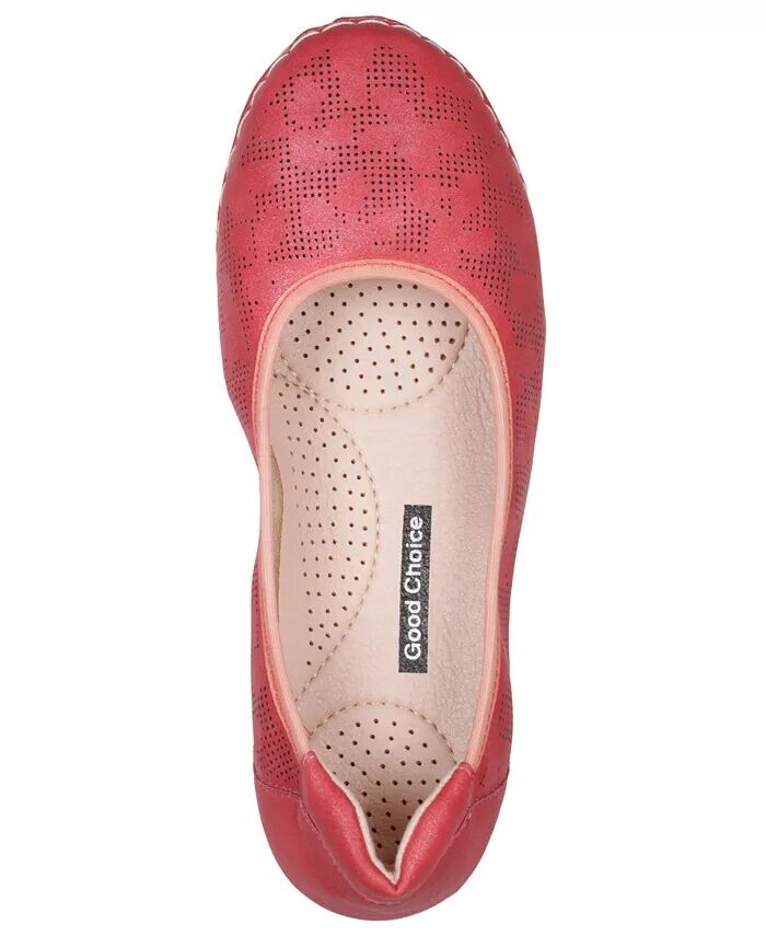 Женские балетки Kiana с круглым носком и перфорацией GC Shoes, красный — фото 4