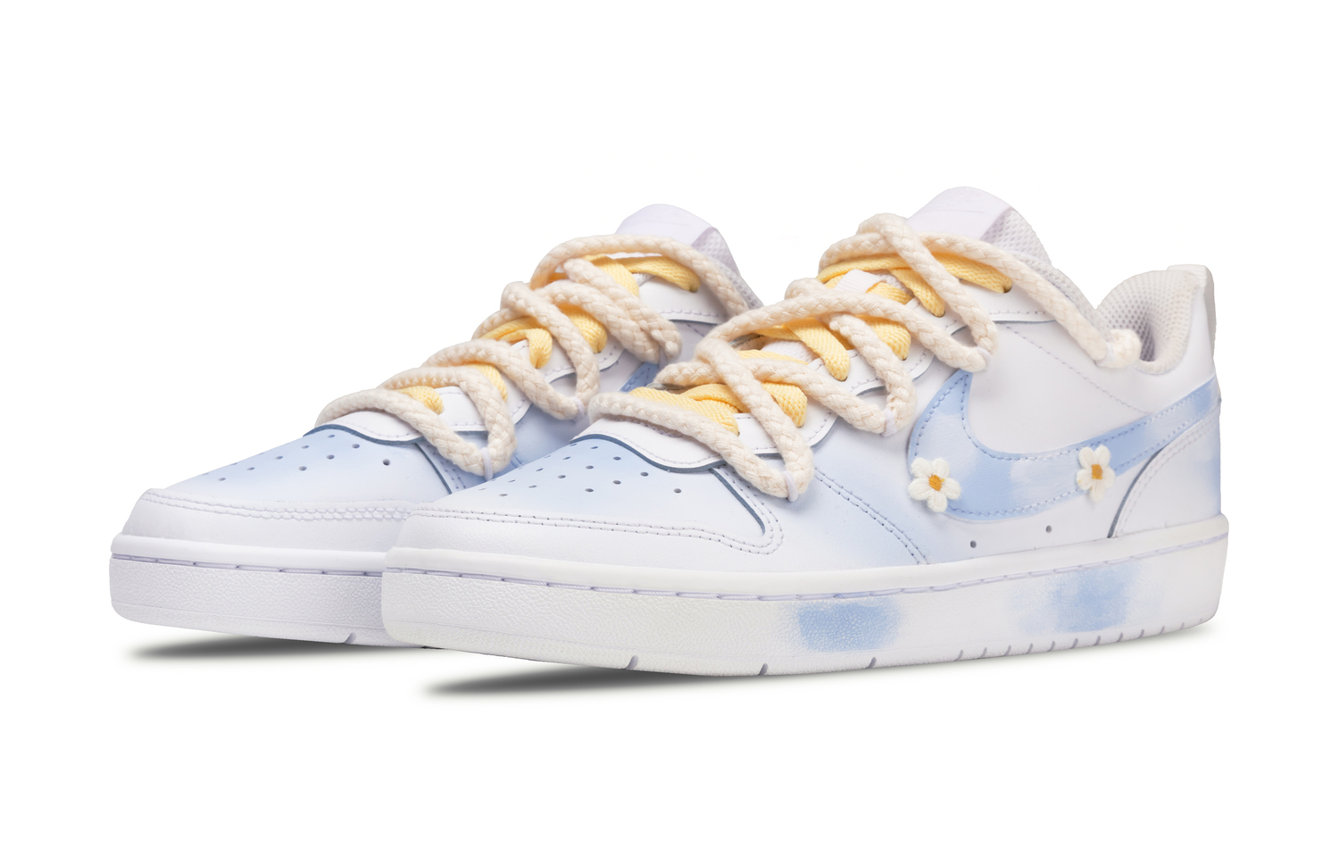 Nike Court Borough Cloud Floral устойчивые к истиранию нескользящие низкие кроссовки для скейтбординга blue детские — фото 4