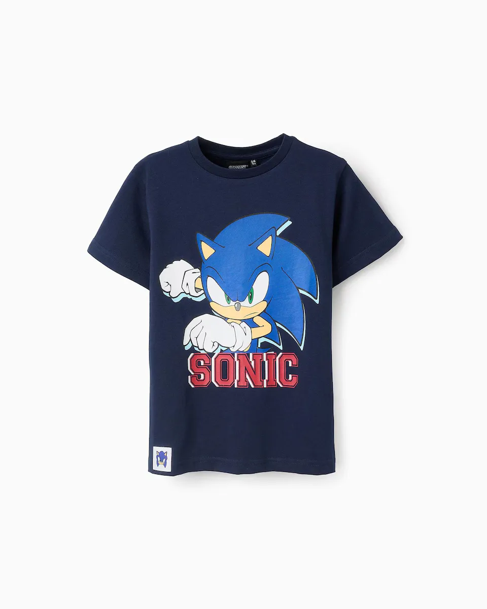 

Детская футболка 100% хлопок с принтом Sonic Zippy, темно-синий