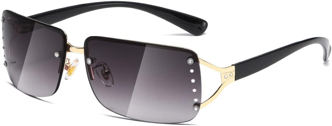 

Солнцезащитные очки Kimorn прямоугольной формы для женщин и мужчин, стильные, без оправы, модные, в стиле ретро, ​​90-х, винтажные, квадратная оправа, K1314, Gold Frame Grey Lens