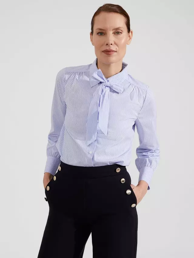 

Рубашка Hobbs Laurie Tie Neck, цвет blue/ivory
