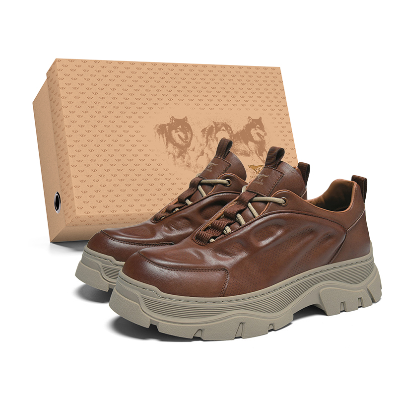 

SEPTWOLVES Кроссовки мужские низкие повседневные красно-коричневые, цвет Red Brown (Standard Leather Shoe Size)