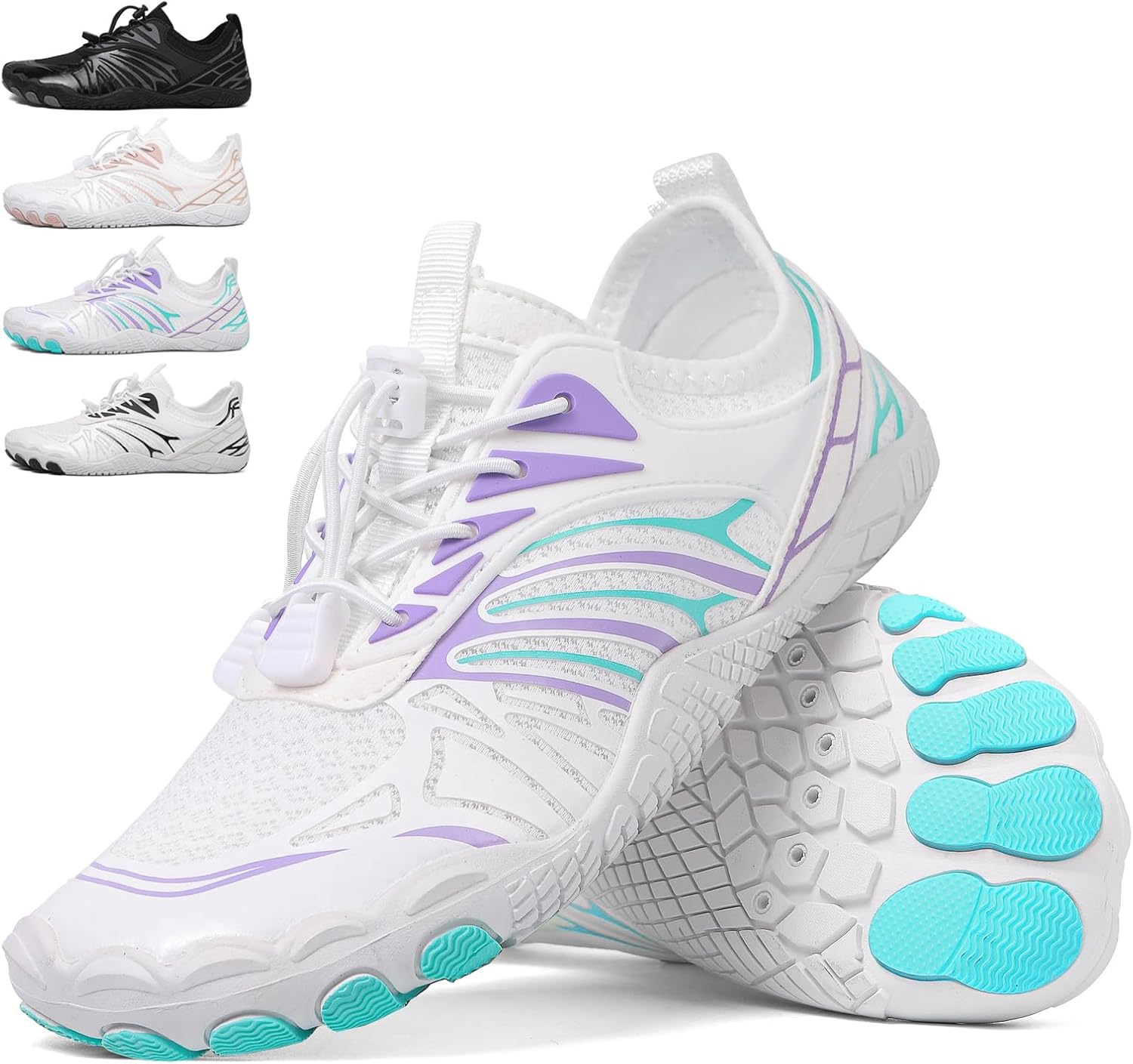 

Кроссовки для бега для женщин и мужчин, противоскользящие, с широким носком, водонепроницаемые, быстросохнущие, с нулевым перепадом, для трейлов Waiwaigo, зеленый/фиолетовый