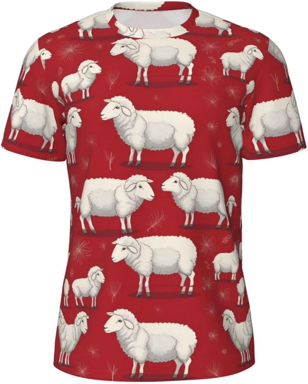 

Футболка мужская летняя с принтом White Sheep On Red Background, легкая и дышащая SDFHU