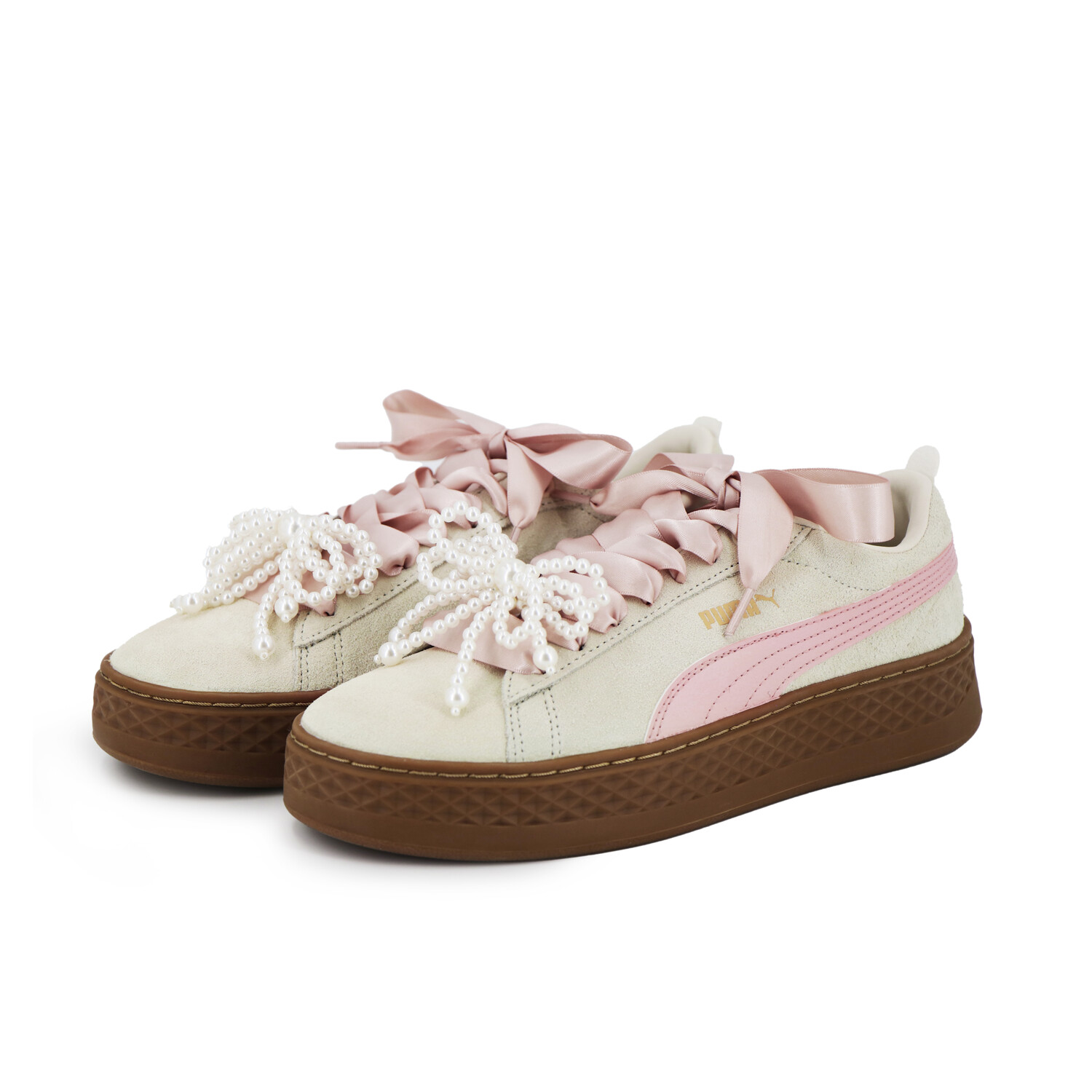 

Кроссовки Puma Smash Platform Skateboarding Shoes Women's Low-top Beige/pink/brown, цвет Pink dusk pearl color