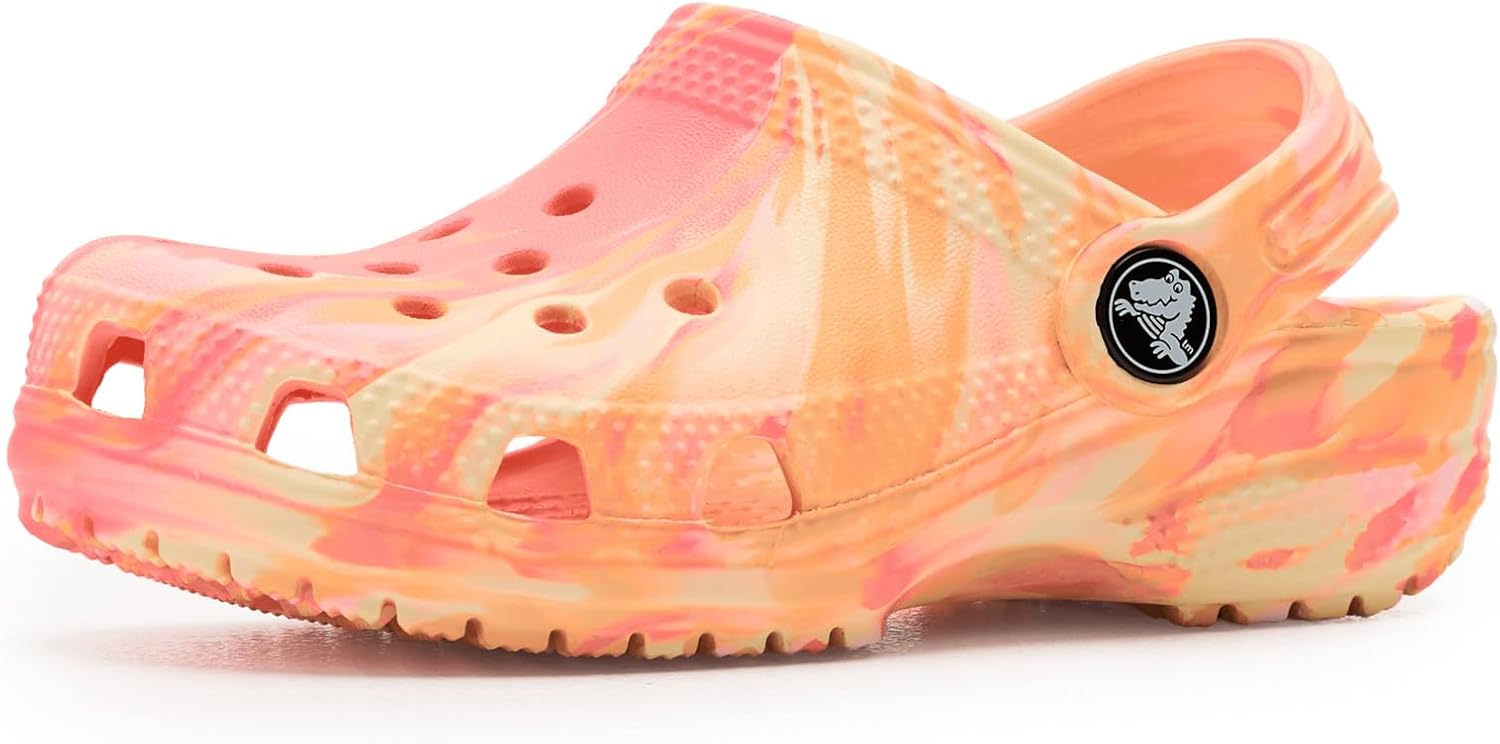 

Детские сабо Crocs унисекс, классические, с мраморным рисунком, акварельным рисунком, размер K, мультиколор