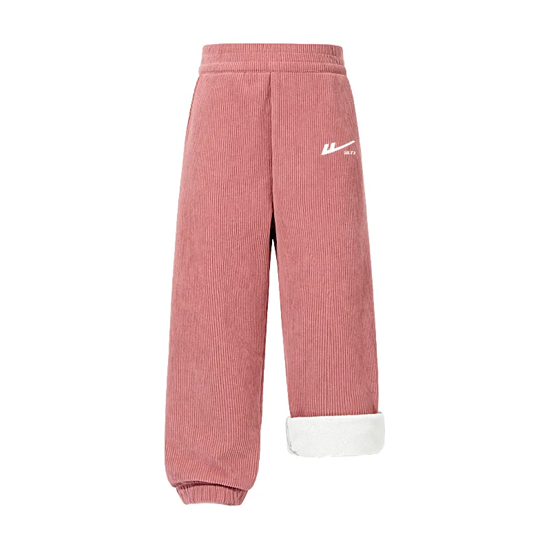 Детские спортивные брюки Moderate WARRIOR, [Corduroy Style Fleece-Lined]Pink/H White Huili Small K