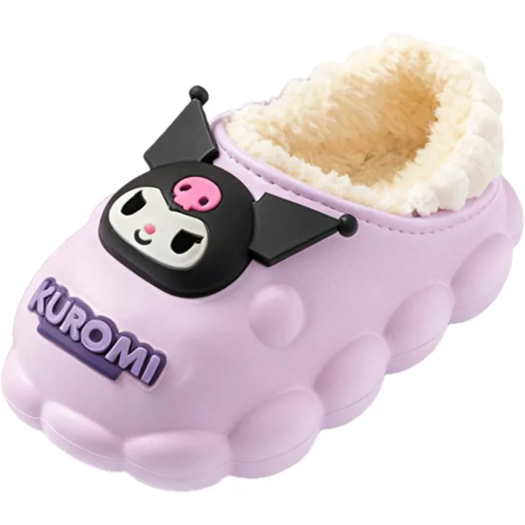 Детские домашние тапочки с противоскользящей подошвой Sanrio, фиолетовый-Kuromi