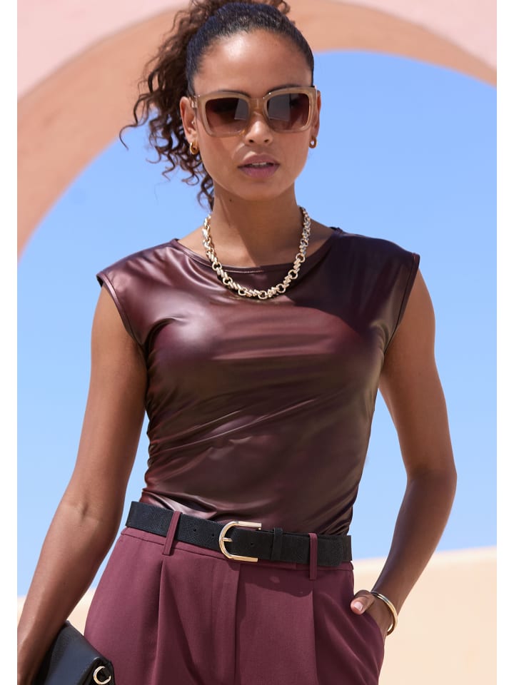 

Рубашка с круглым вырезом бордового цвета LASCANA