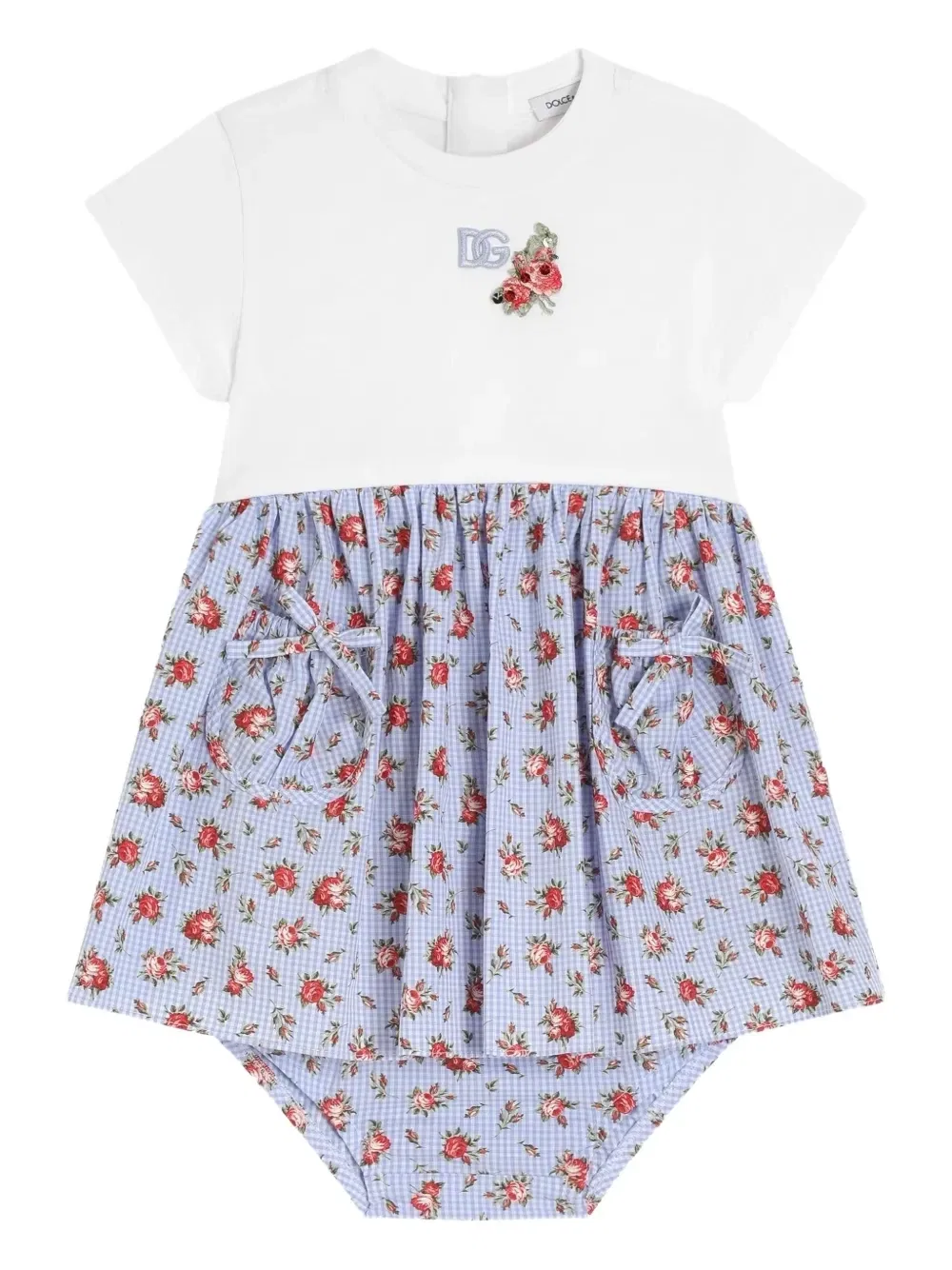 Платье с цветочным принтом и карманами Dolce & Gabbana Kids, белый