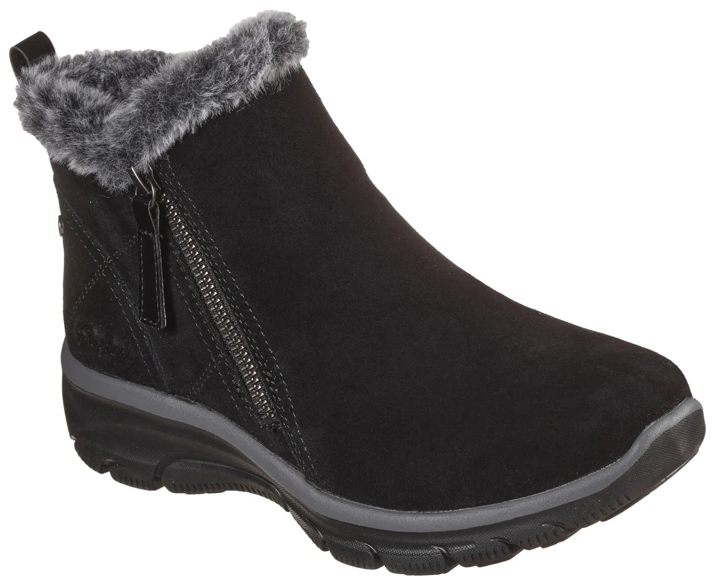 Зимние ботинки Skechers на шнуровке с мехом, черный
