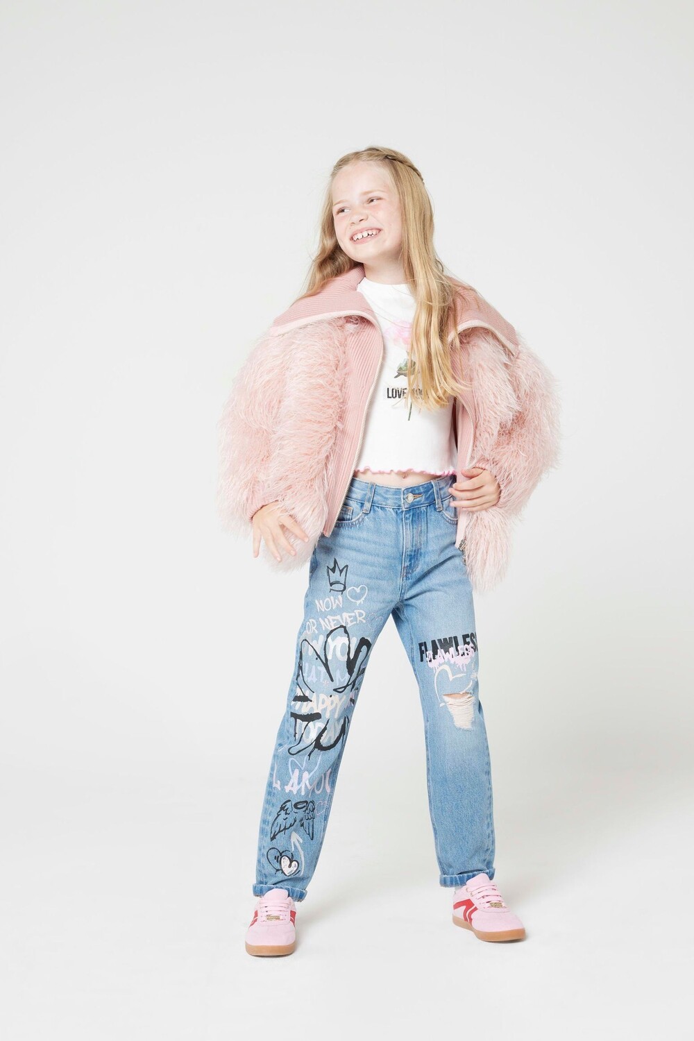 

Футболка с принтом розы для девочек River Island, белый