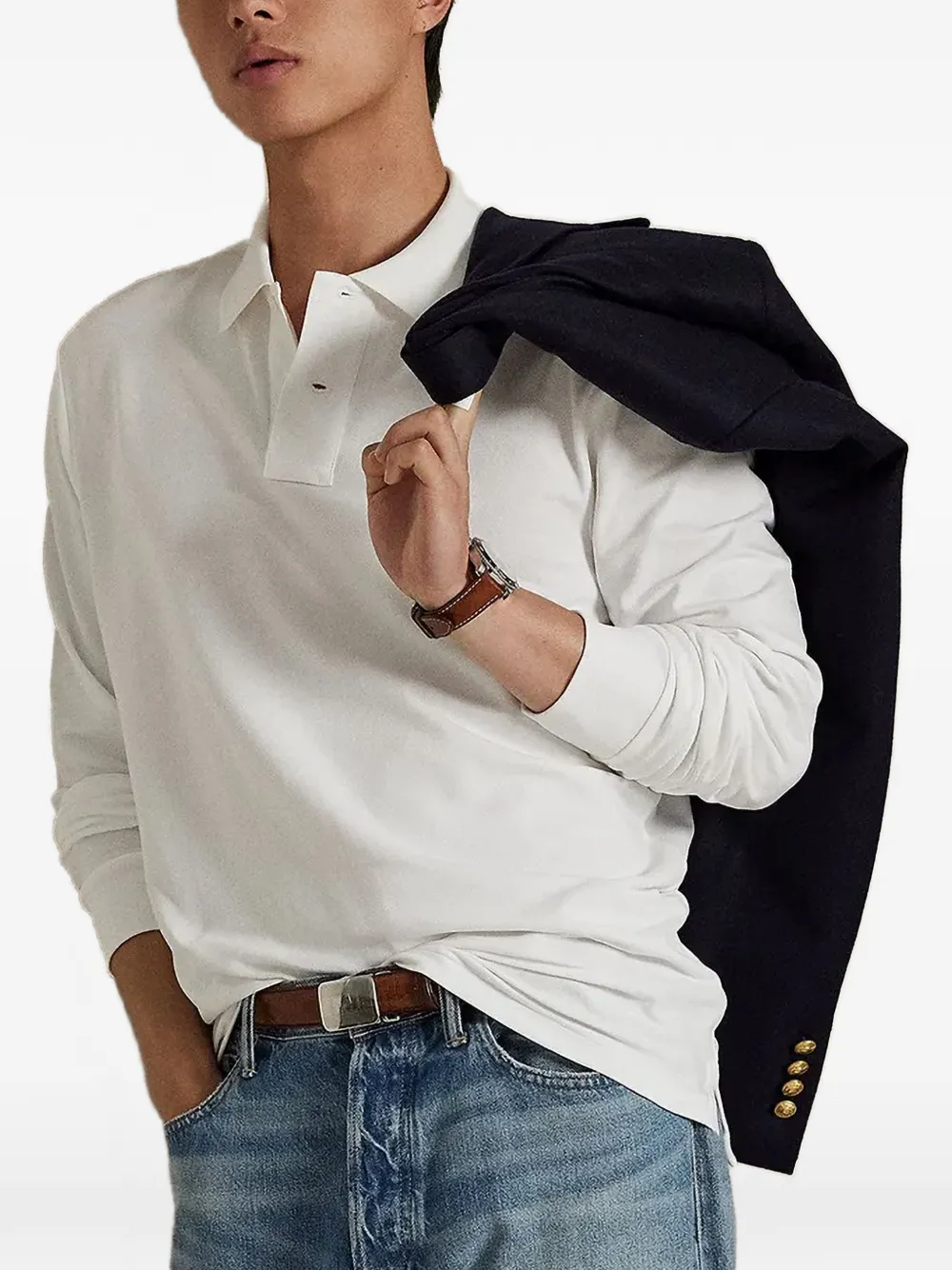 

Поло с длинными рукавами Polo Ralph Lauren, белый