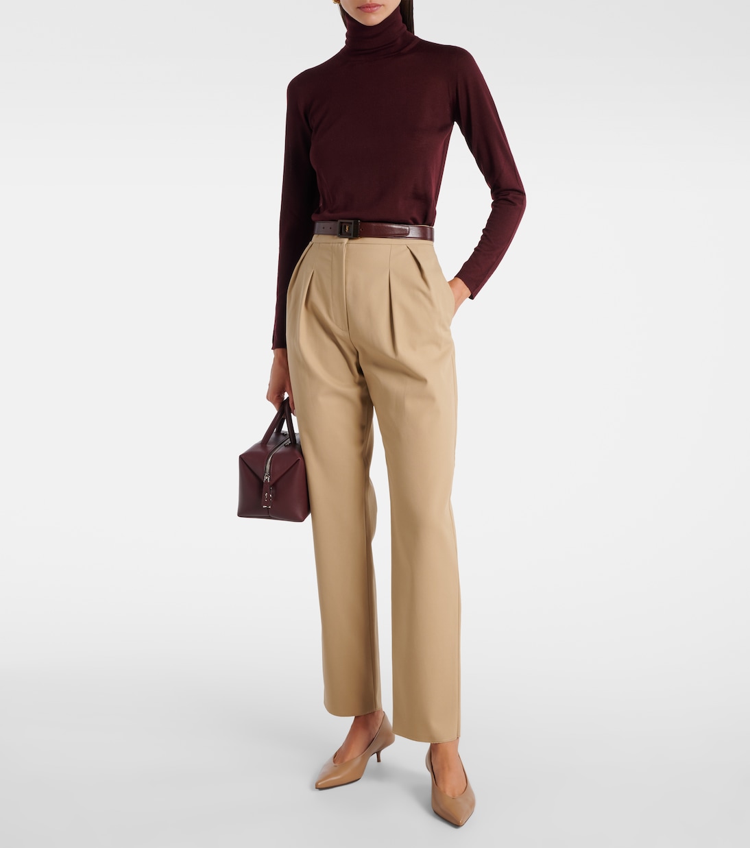 Dede брюки зауженные плиссированные хлопковые Max Mara, Pomice — фото 2