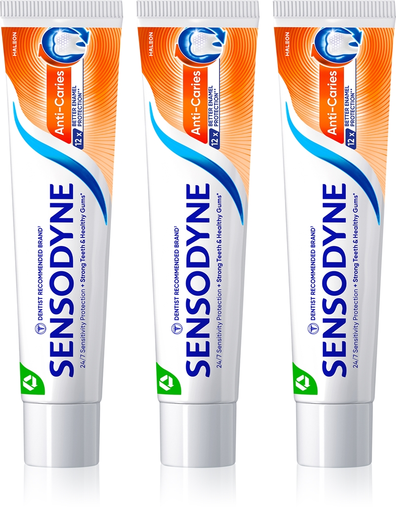

Зубная паста против кариеса, защита от кариеса и разрушения зубов Sensodyne, 3× 75 мл