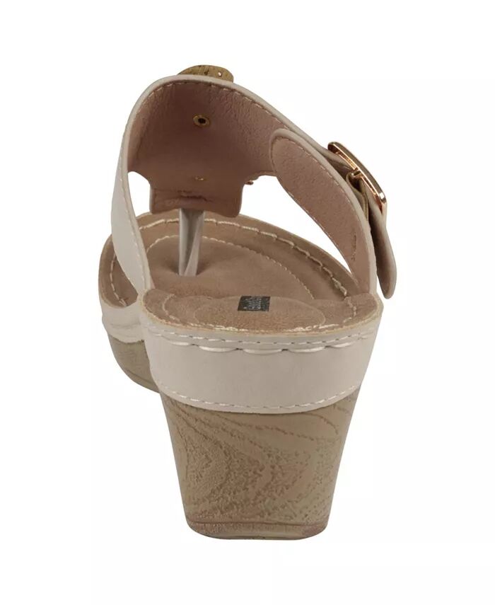 Женские босоножки Narbonne Flower на танкетке GC Shoes, коричневый/бежевый — фото 3
