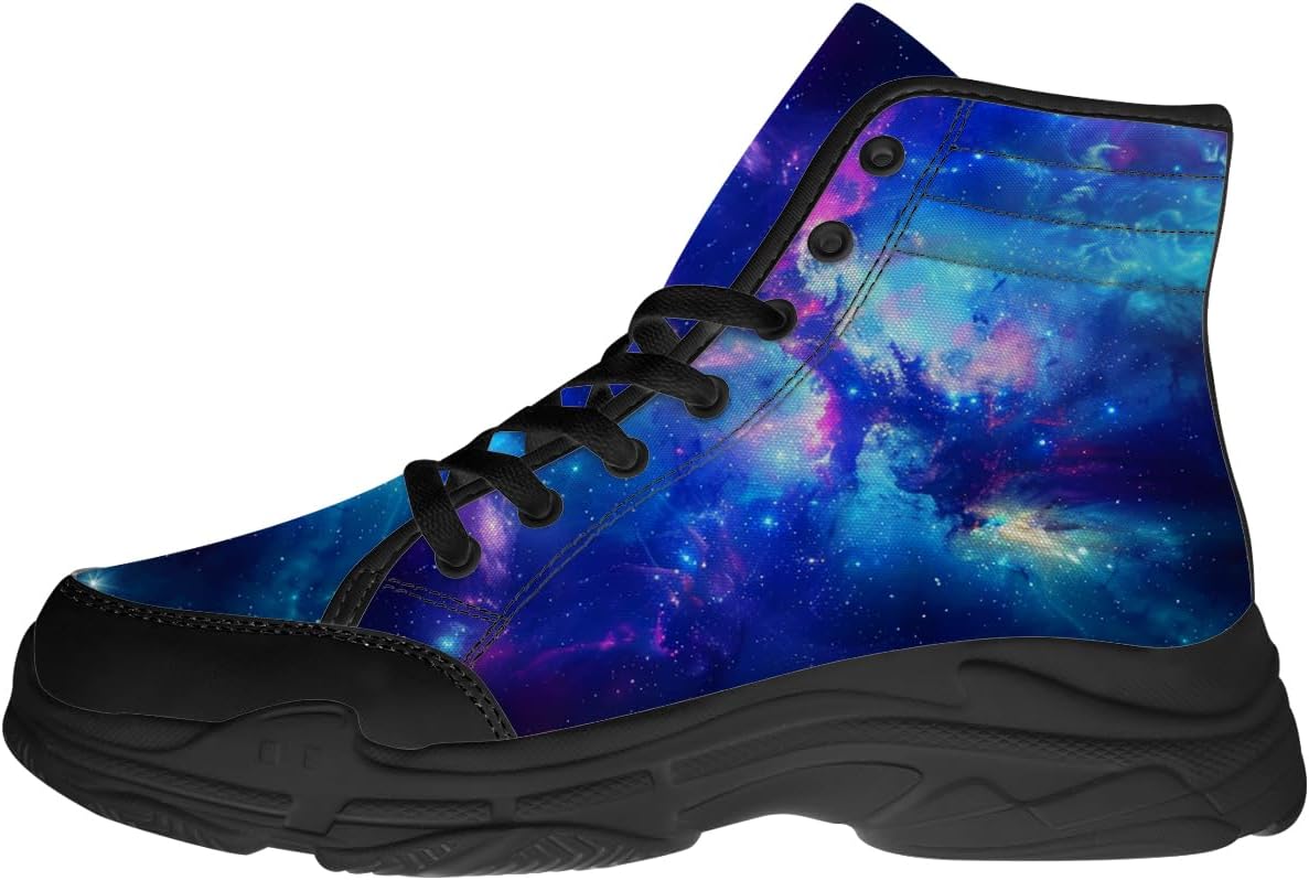 

Кроссовки Quorax Galaxy высокие на шнуровке для мужчин и женщин, из канвы, подарок для женщин и мужчин, черный