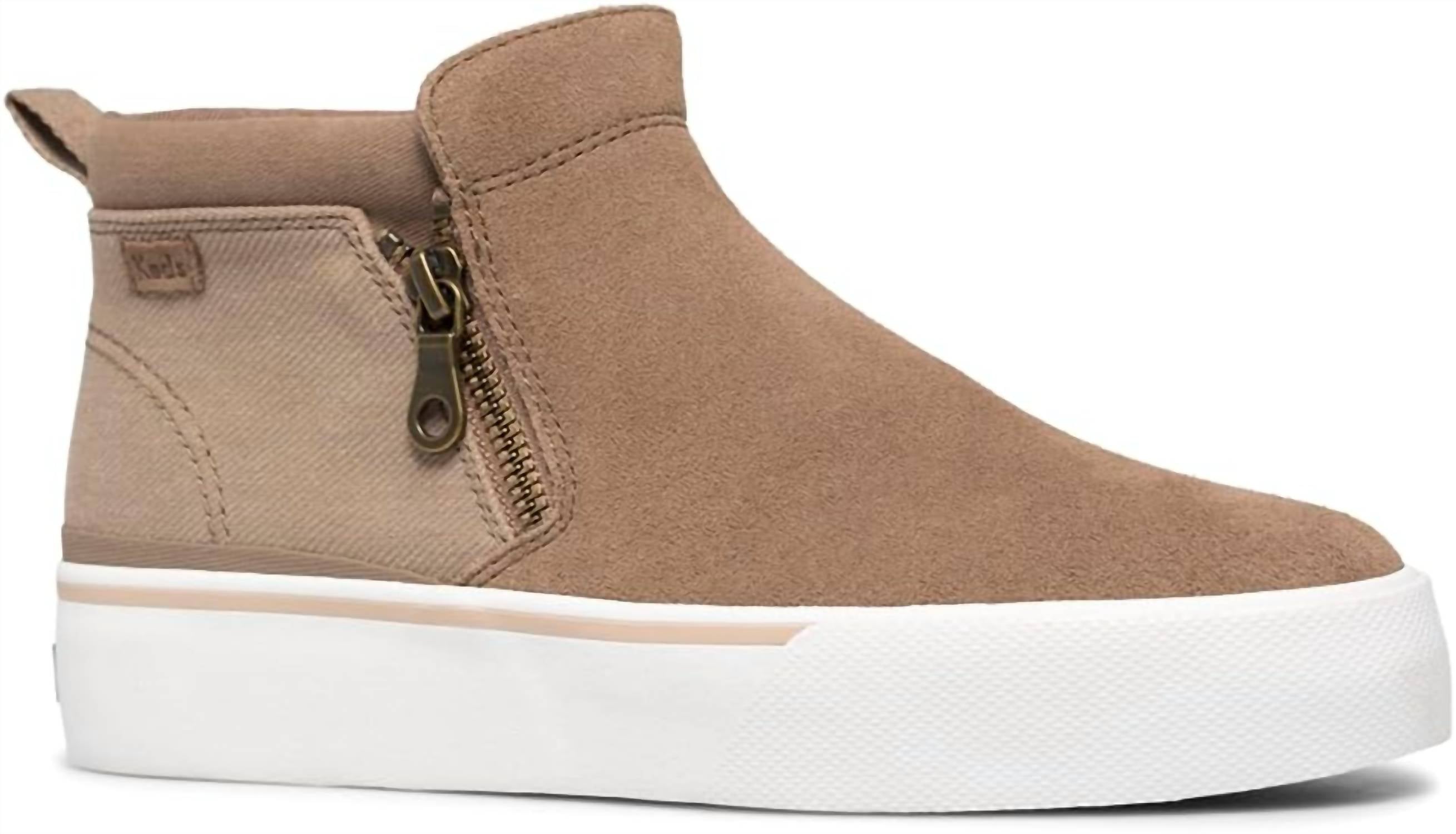 Женские замшевые ботильоны Cooper на молнии в коричневом цвете Keds