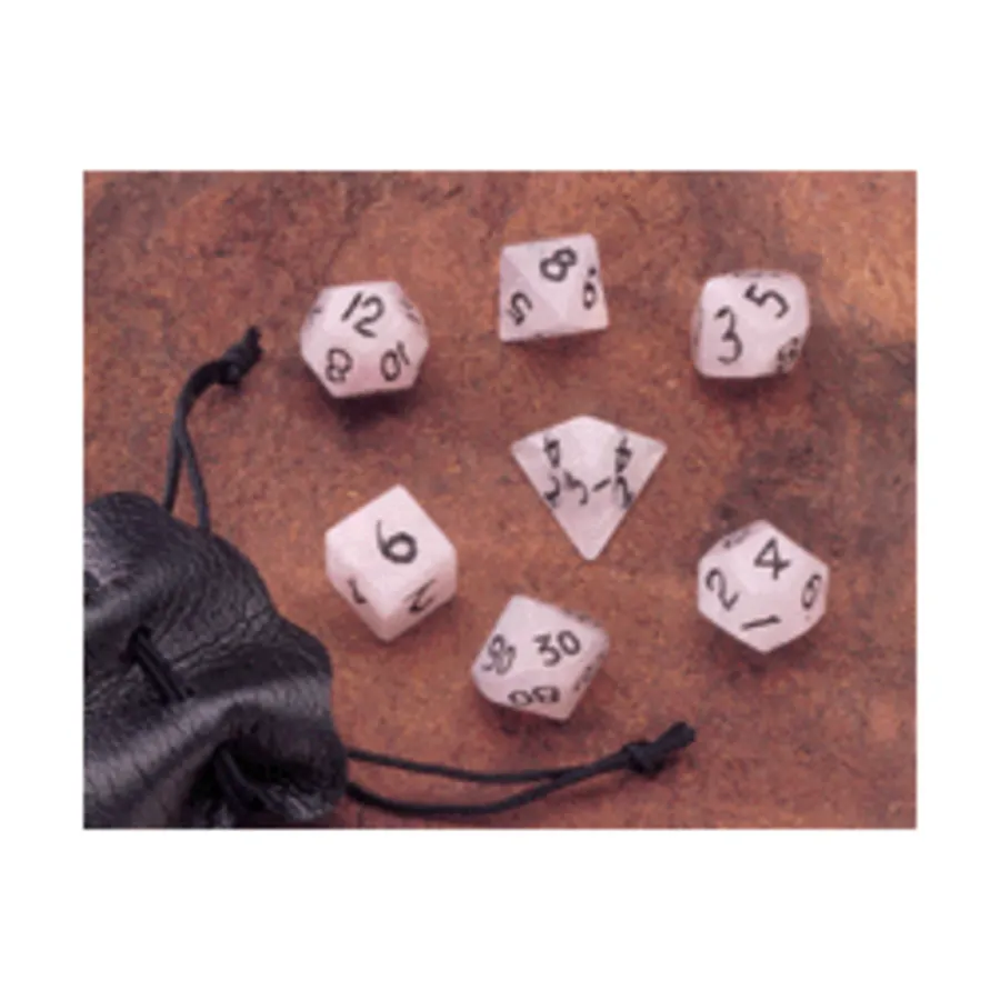 

Розовый кварц (7) с мешочком, Dwarven Stones - Dice Carved From Real Stone - 12mm