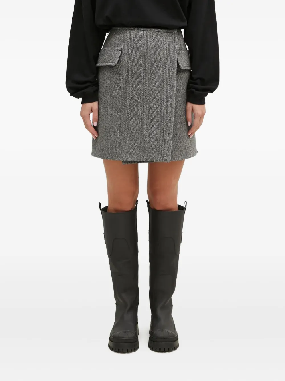 

Юбка с карманом в елочку Laccio Sportmax, серый