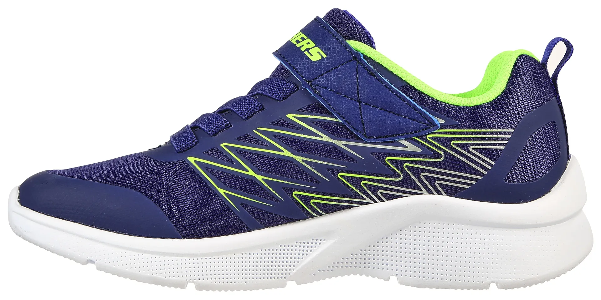 Детские кроссовки Skechers "MICROSPEC", с контрастной отделкой, повседневная обувь, полуботинки, туфли на шнуровке Skechers Kids, цвет Navy-Limette — фото 4