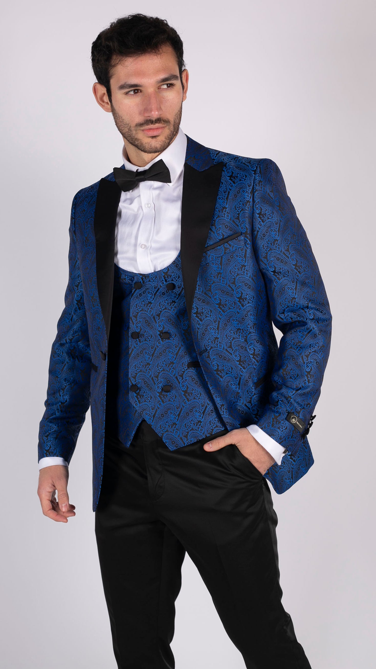 

Пейсли смокинг блейзер жилет пиджак TruClothing, синий