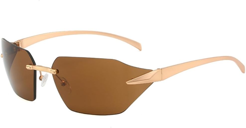 

Модные роскошные солнцезащитные очки без оправы для женщин и мужчин в стиле панк, спортивные солнцезащитные очки, винтажные очки, защита от УФ-излучения UV400 TYUVIVO, One Size