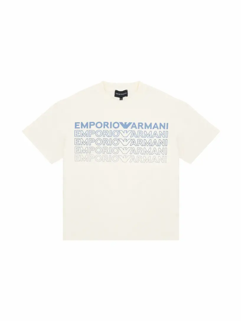 

Хлопковая футболка с монограммой EMPORIO ARMANI, бежевый