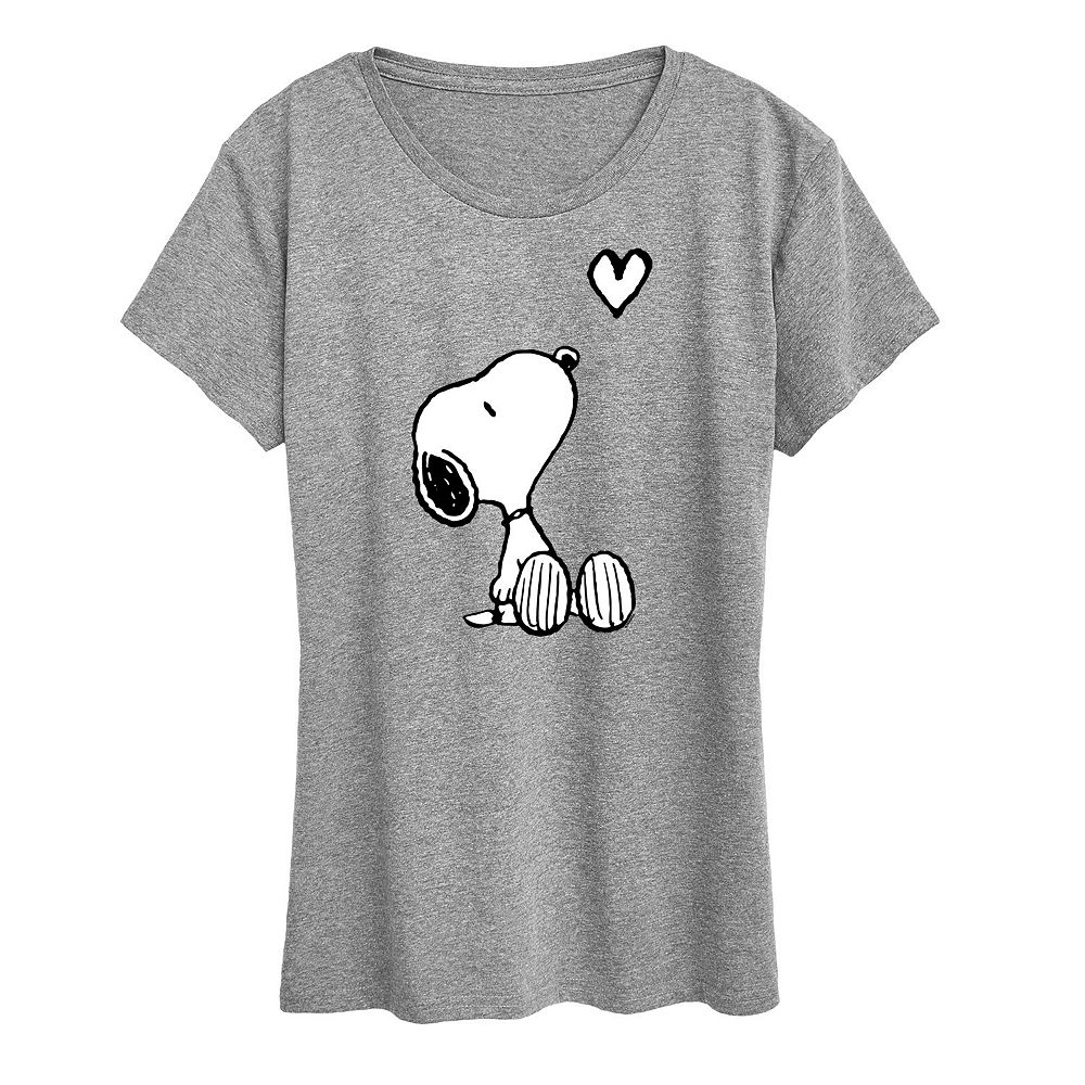 

Женская белая футболка с рисунком Snoopy Heart арахиса Licensed Character, цвет Heather Gray