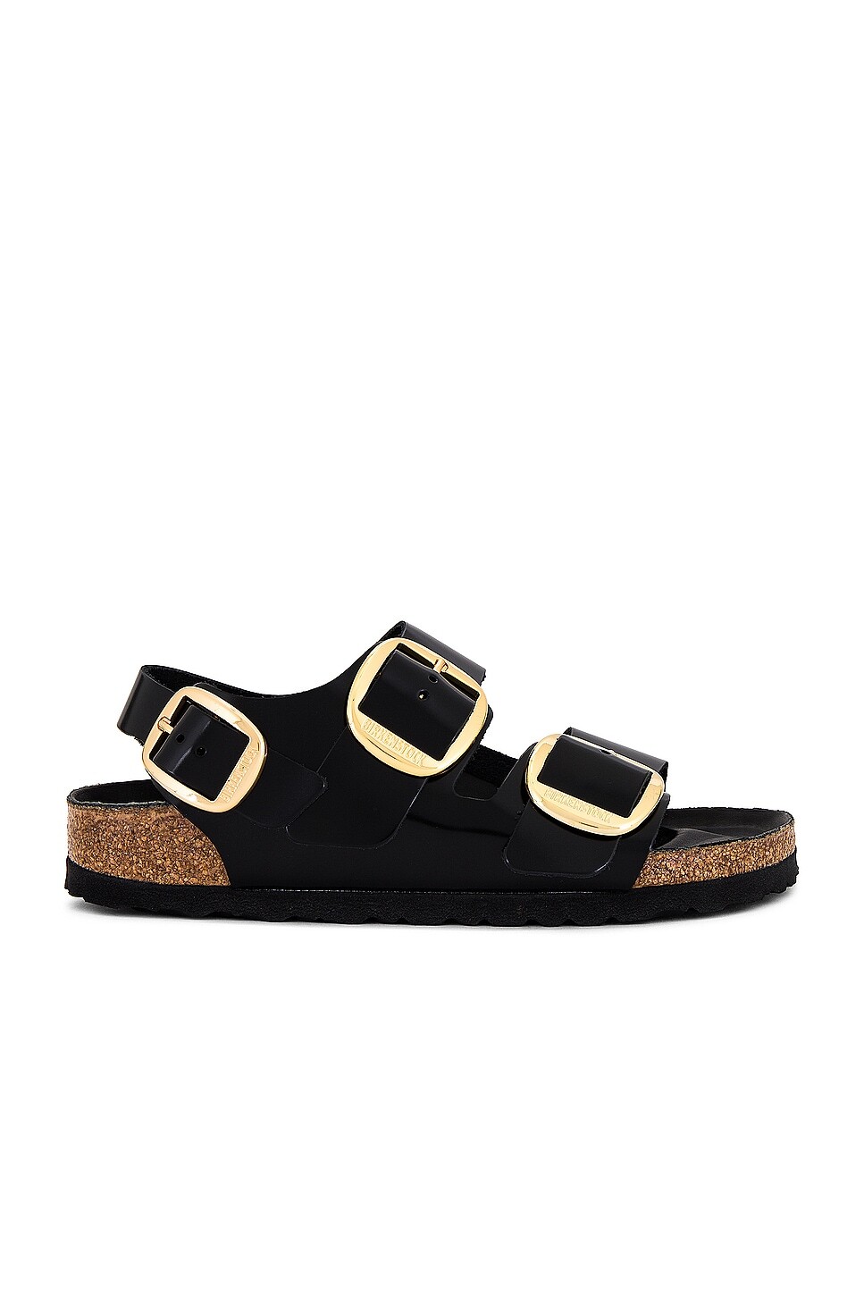 Сандалии Milano с большой пряжкой Birkenstock, цвет High Shine Black